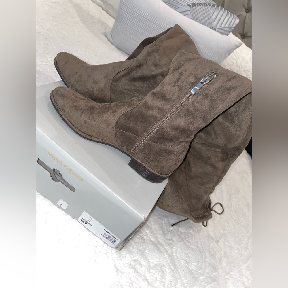 Marc Fisher Humor 2 Suede Over the Knee boots. Size 7.5. Color is Taupe